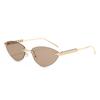 Occhiali da Sole Trendy Senza Montatura Cat Eye in Metallo Donna Montatura Piccola Marca di Lusso Occhiali da Sole con Borchie Tonalità Femminile Elegante Unico Occhiali