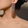 New Luxury Rhinestone Crystal Long Tassel Earrings for Women Bridal Drop Dangling Earrings Party Wedding Jewelry