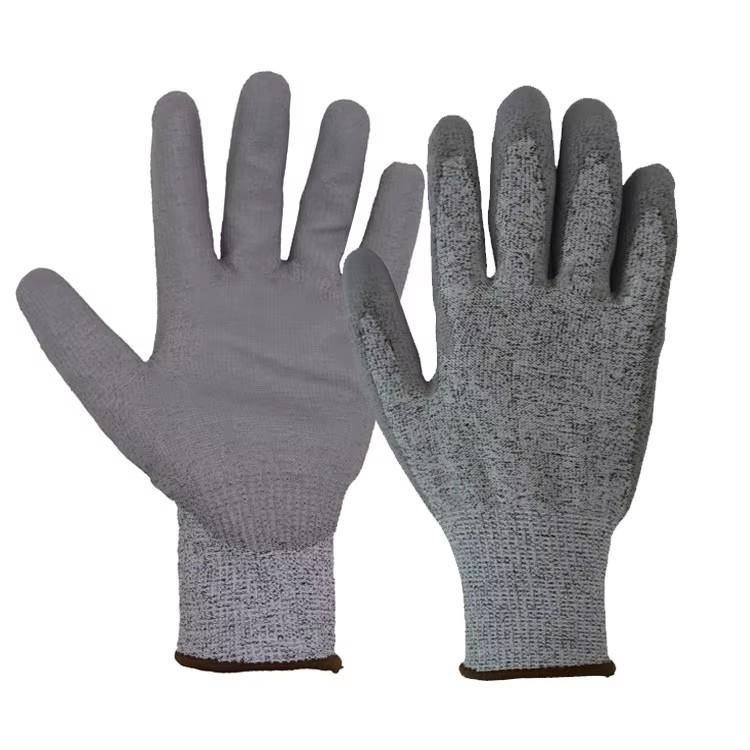 PRI HPPE Anti Cut PU Coated Abrasive Resistance Touch Screen Finger Level 5 Cut Resistant Working Safety Gloves (Gray,Xl) серый