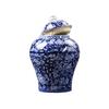 Gold-plated Ceramic Storage Jar Blue and White Porcelain Tea Jar Vintage Porcelain Storage Container Sealed Pot Art Decoration