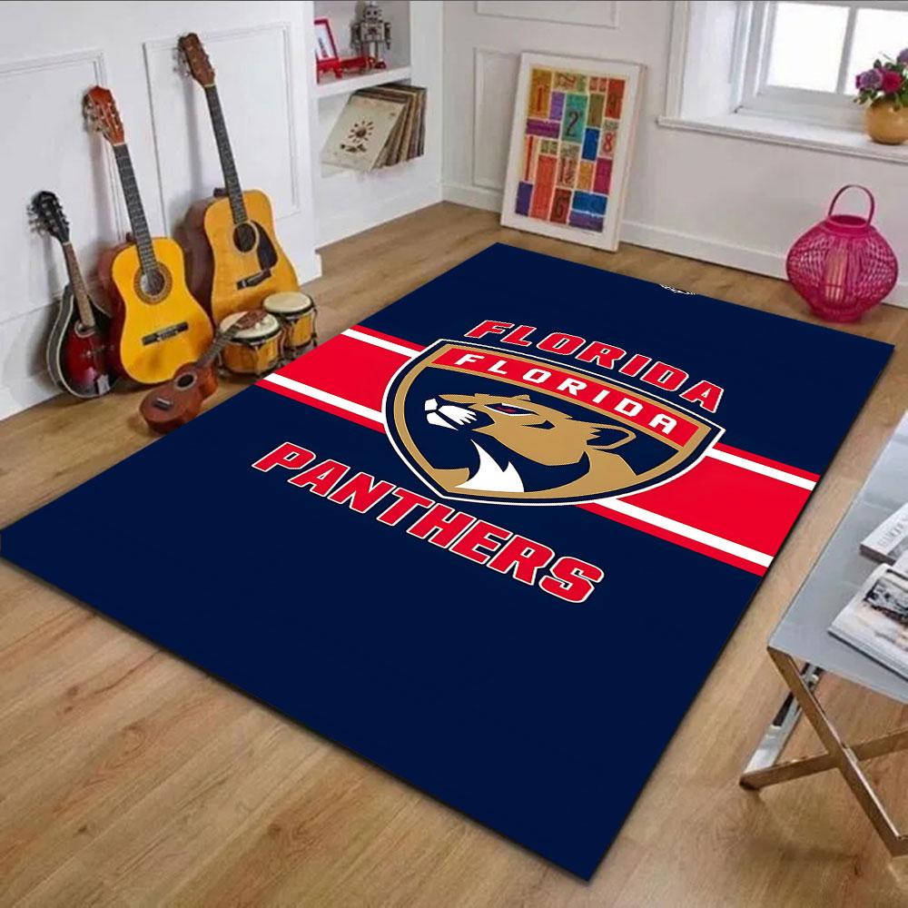 Florida Panthers Logo Design Patterned Carpet, Non Slip Mat Suitable for Living Room and Bedroom Sofas