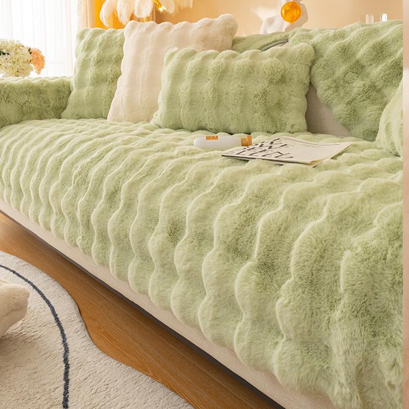 Cat-like Rabbit Plush Sofa Cushion Living Room Winter Thickened Sofa Cover Plush Cushion Sofa Cover Four Seasons