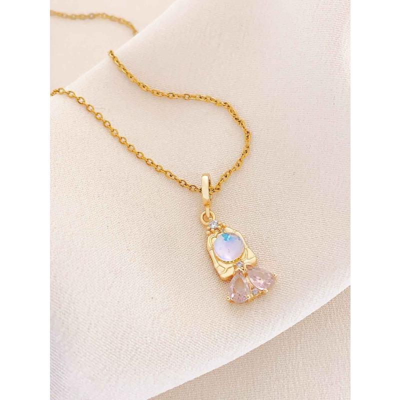 Necklace Women's Summer Aurora Miniature Zirconium New Titanium Steel Necklace Fashion Accessory High-end Lockbone Chain