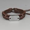 Adjustable Black and Brown Leather Student Bangle Bracelet