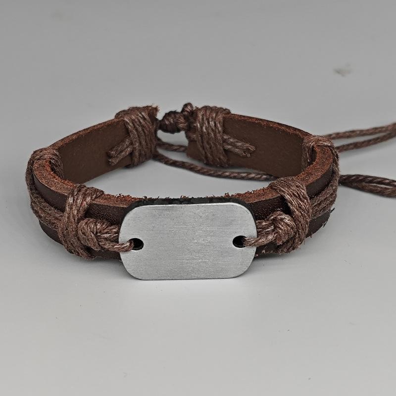 

Adjustable Black and Brown Leather Student Bangle Bracelet