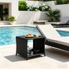 Rattan Garden Table, Small Side Table, Patio Table with Storage Space, Coffee Table