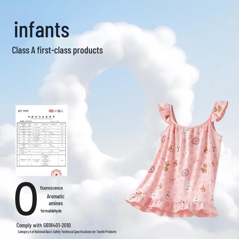Girls' Pure Cotton Antibacterial Summer Pajama Set