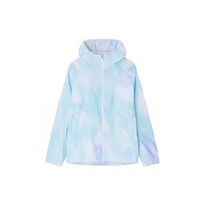 Full Print Zip-Up Hooded Long Sleeve Jacket Women Jackets Pure-White 162335601-2