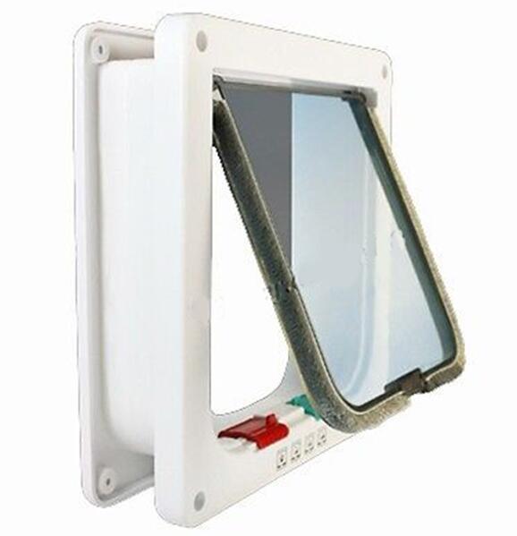 Pet & Dog Door: Free Entry Cat Flap, Brown/White