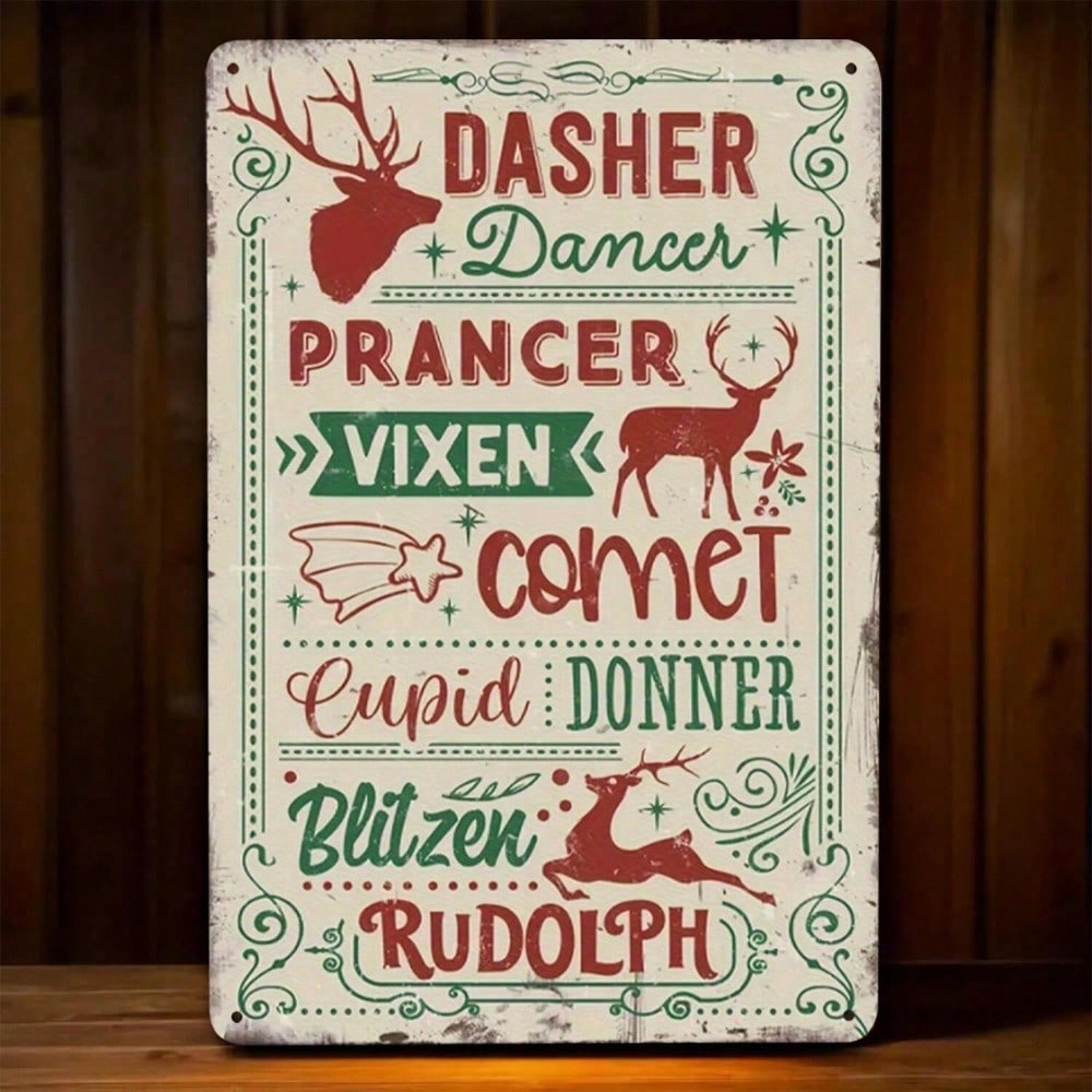 

Vintage Reindeer Metal Tin Sign Christmas Wall Decor Home Bar 20x30 разноцветный
