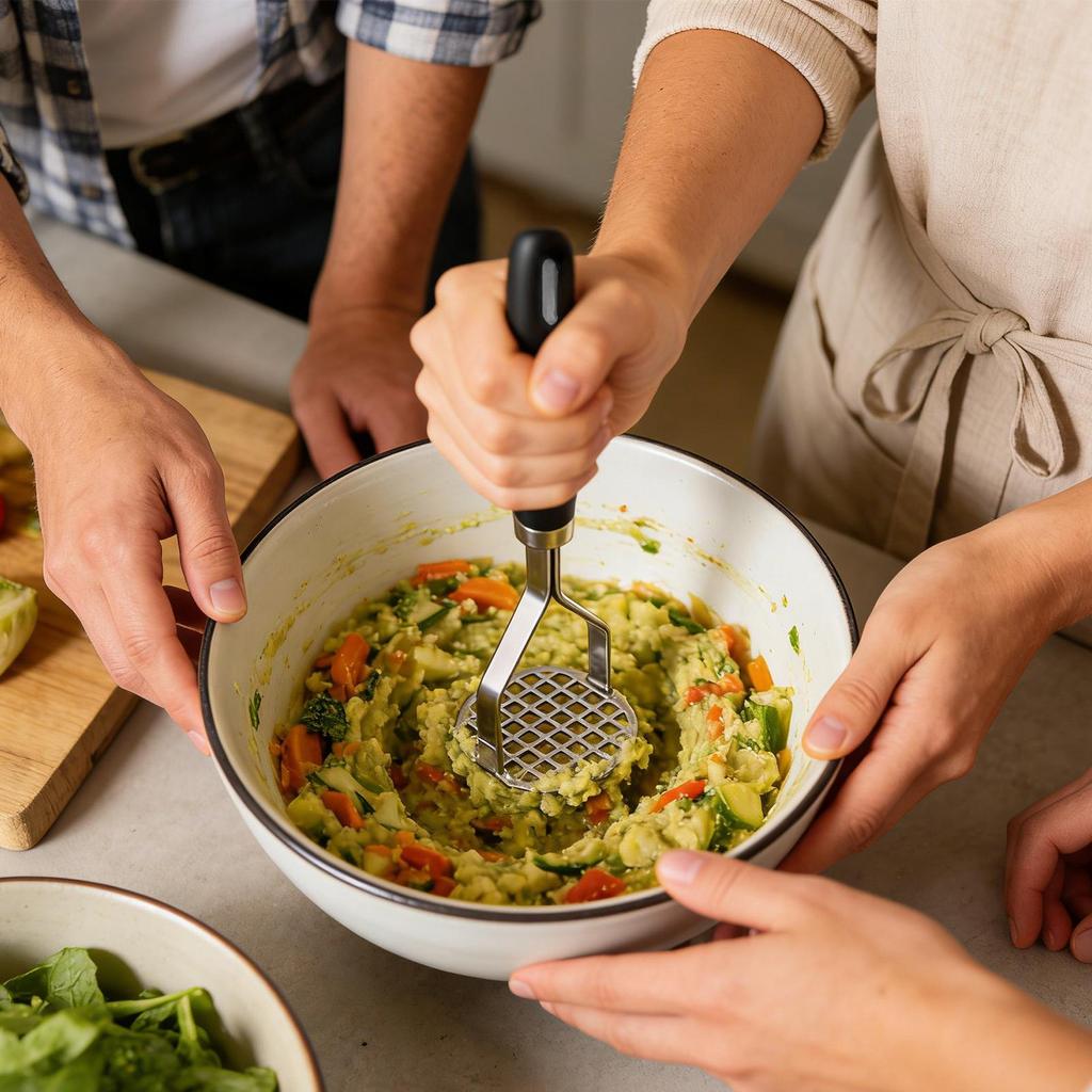 Potato Ricer Heavy Duty Stainless Steel Fruit Vegetable Masher Soft Handle for Baby Food Jam Puree Home Kitchen 3
