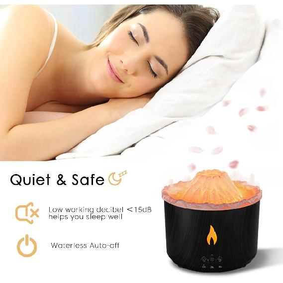 300ml Essential Oil Diffuser, Volcano Flame Aromatherapy Diffusers Fragrant Humidifier Vaporizer with Remote Control, Night Lights, Timer Auto Off