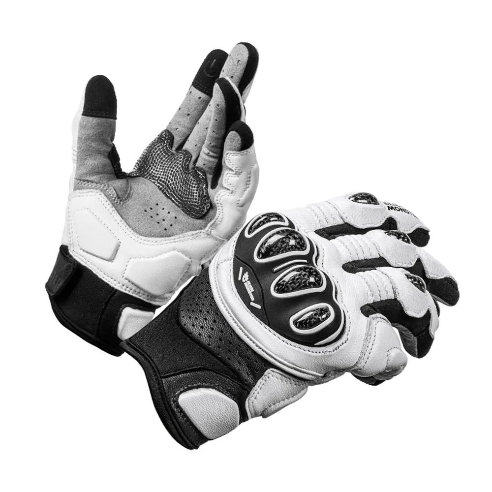 

Genuine Leather Wear-resistant Gloves Motocross Anti-fall Cycling Motorcycle Gloves Carbon Fiber Protective Gloves S
