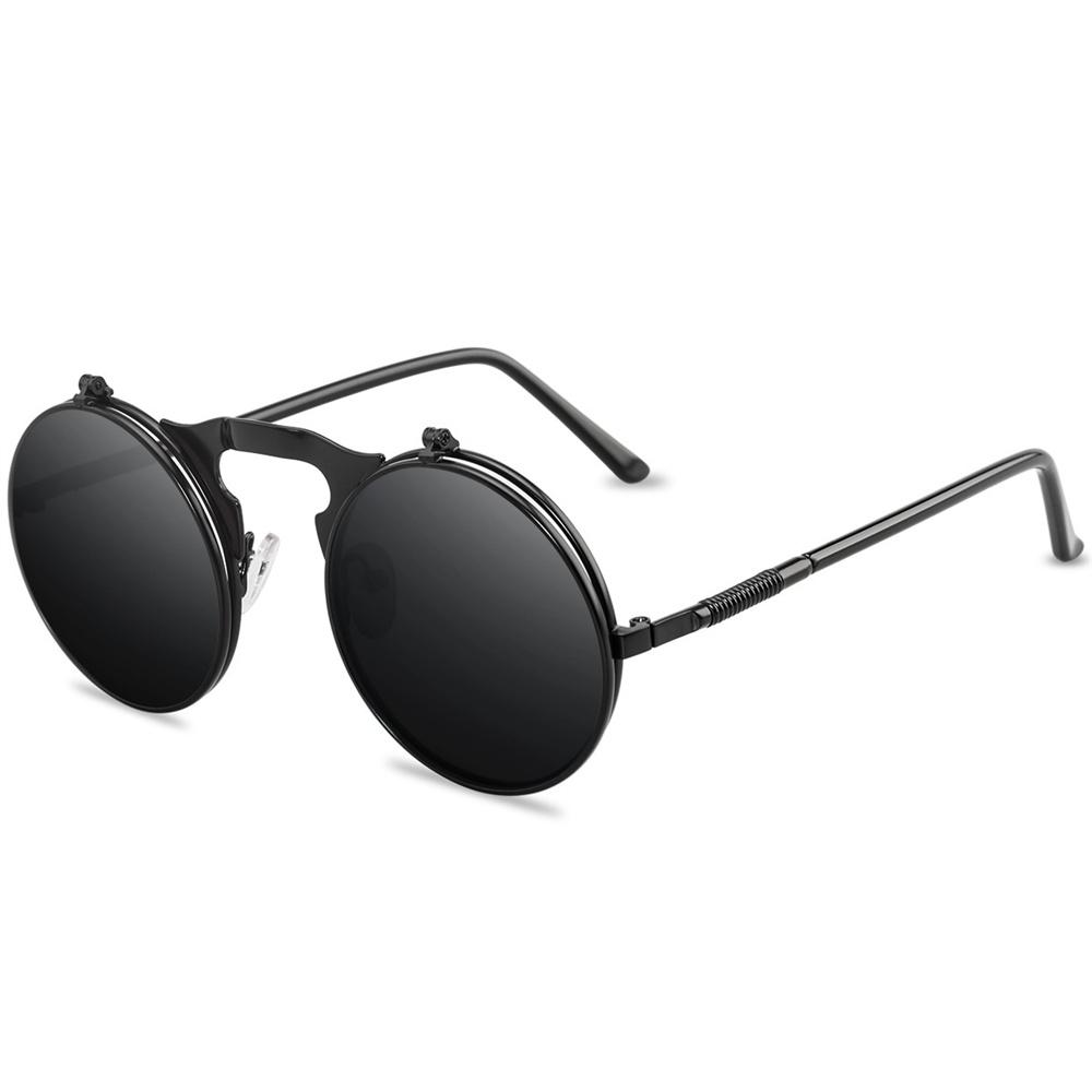 Vintage Steampunk Round Double Sunglasses Men Women Round Flip Sun Glasses UV Eye Protection Eyewear Colorful Costume Eyeglasses