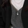 Korean Style Long Pendant Necklace Women's Autumn Winter Luxury Vintage Saddle Bag Pendant Sweater Chain Accessory Silver