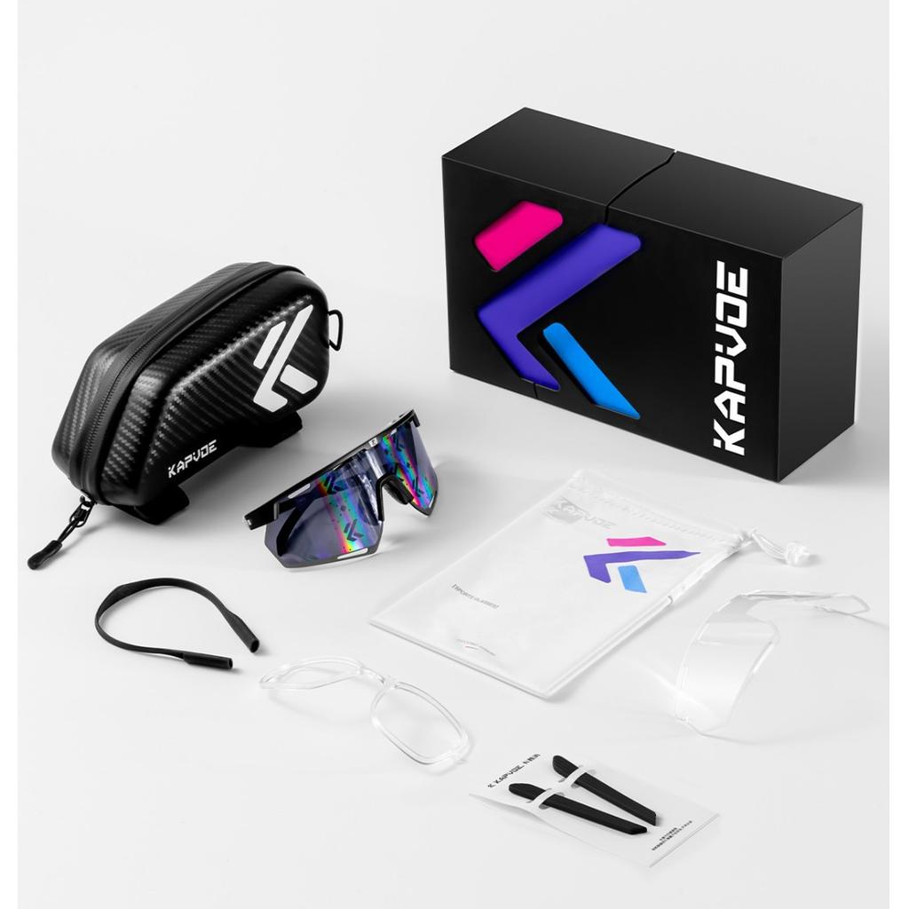 KAPVOE Photochromic Cycling Sunglasses Carbon Fiber Temples Wide Lens Sports Glasses for Running Hiking Road Bike Men Women2