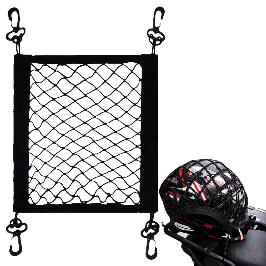Motorcycle Cargo Net High Elastic BungeeNet With 4 Adjustable Hooks 360Degree Rotatable Easy Installation Motorcycle Luggage Net