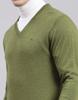 MONTE CARLO Mens Solid Brown V Neck Full Sleeve Pullover