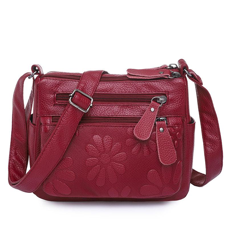 Middle-aged Women Bag Mother Large Capacity Soft Leather Fashion Middle-aged and Elderly Single Shoulder Oblique Span Bag
