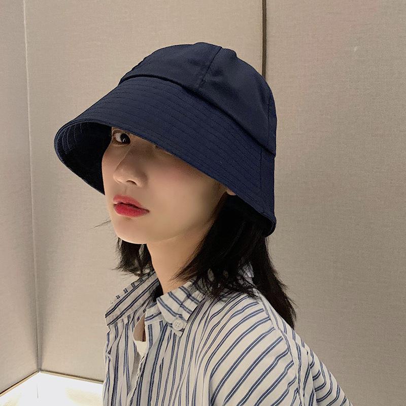 Fisherman Hat Women's Thin Black Sun Hat K-styleeasiest for Matchjapanese Style Bucket Hat Trendy Face-covering Sun Basin Hat
