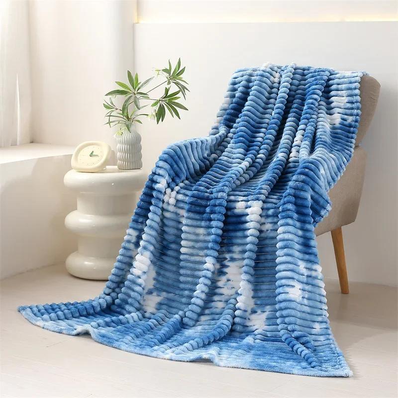 Soft Plush Fleece Throw Blanket Ultra Warm Cozy Blanket for All Seasons Comfortable Air Conditioning Nap Lunch Break Home Decor