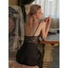 Good Morning with You: Small Size Sexy Suspenders Pajamas with Chest Pad Lace Ice Silk Nightdress Long Dress To Ankle Super Long
