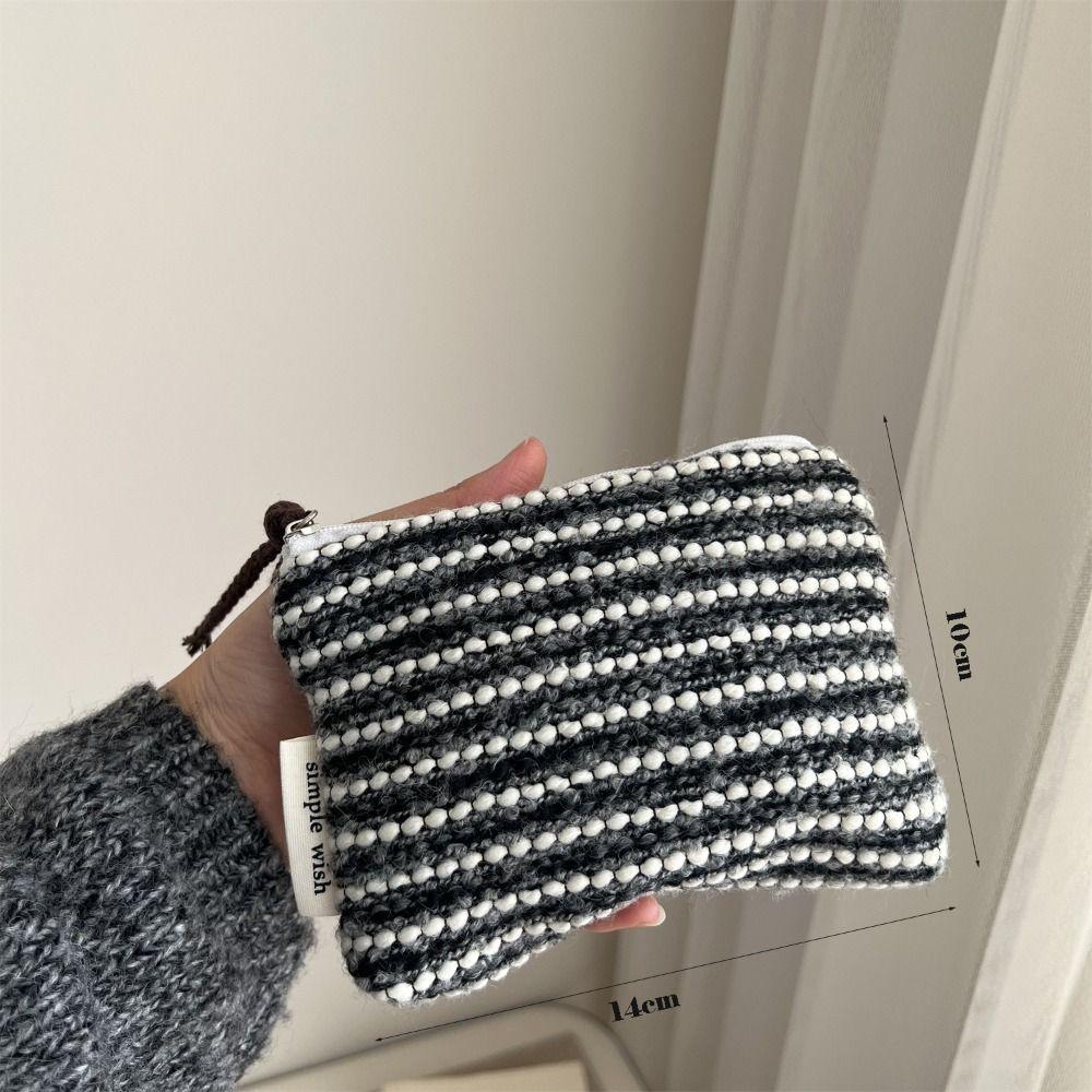 Multi-Purpose Retro Cosmetic Bag Striped Pattern Mini Makeup Organizer Elegent Lipstick Pouch For Women