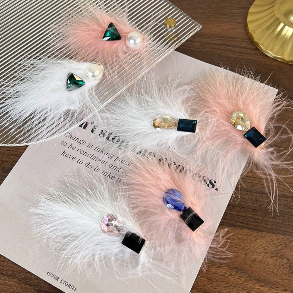 

Модная цветная заколка для волос со стразами в виде пера, простая заколка для волос в виде утконоса, ювелирные изделия для волос, заколка для волос для девочек