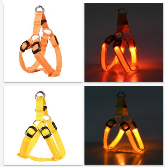 LED Pet Harness USB Rechargeable Light Up Dog Harness 3 Lighting Modes Adjustable Glow-in-The-Dark Safety Vest for Night Walking Medium Large Dogs