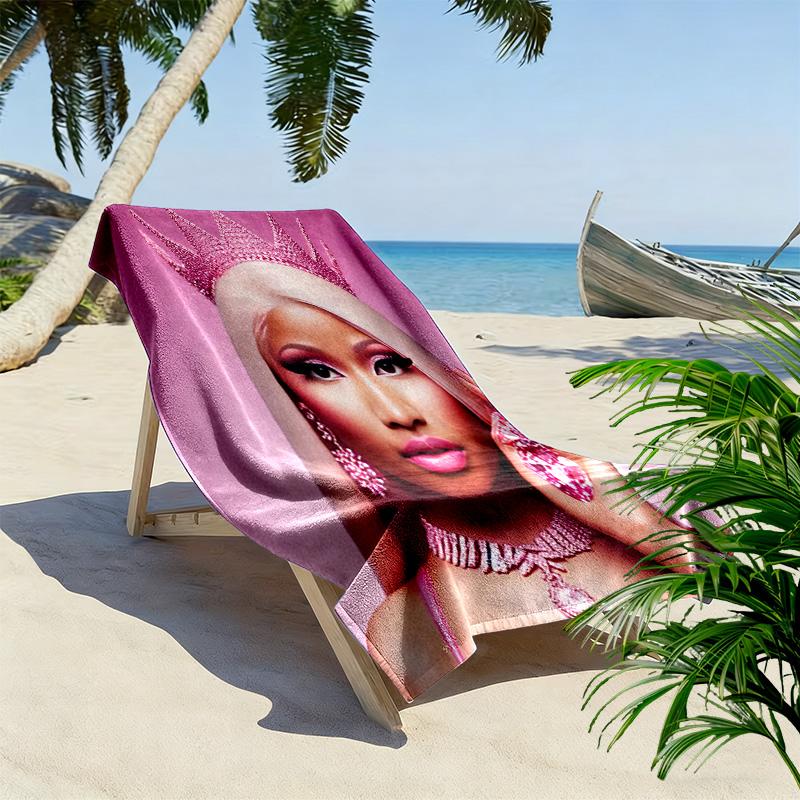 Nicki Minaj Print Beach Towel, Large Soft Quick Dry Towel for Beach Camping Swimming
