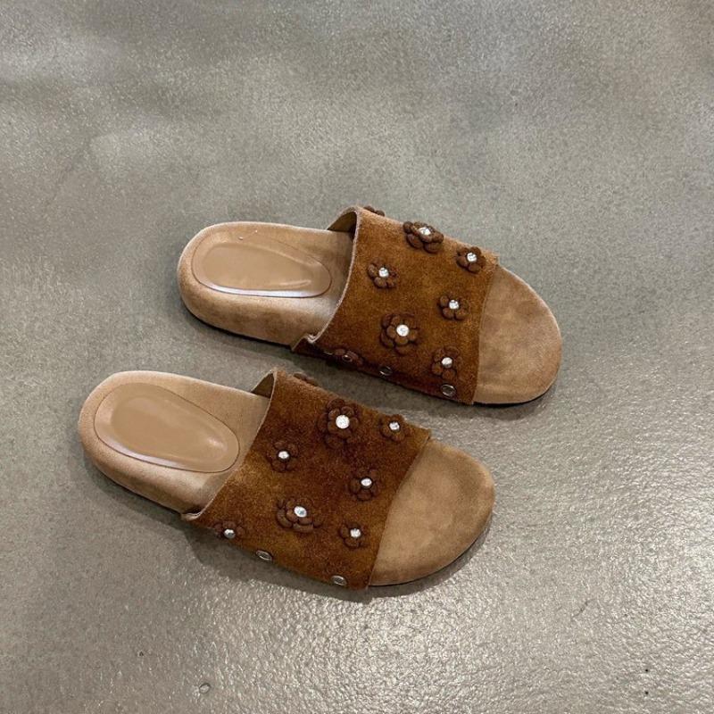 Retro Shoes Women's Shoes Rhinestone One-shoulder Flip-flops