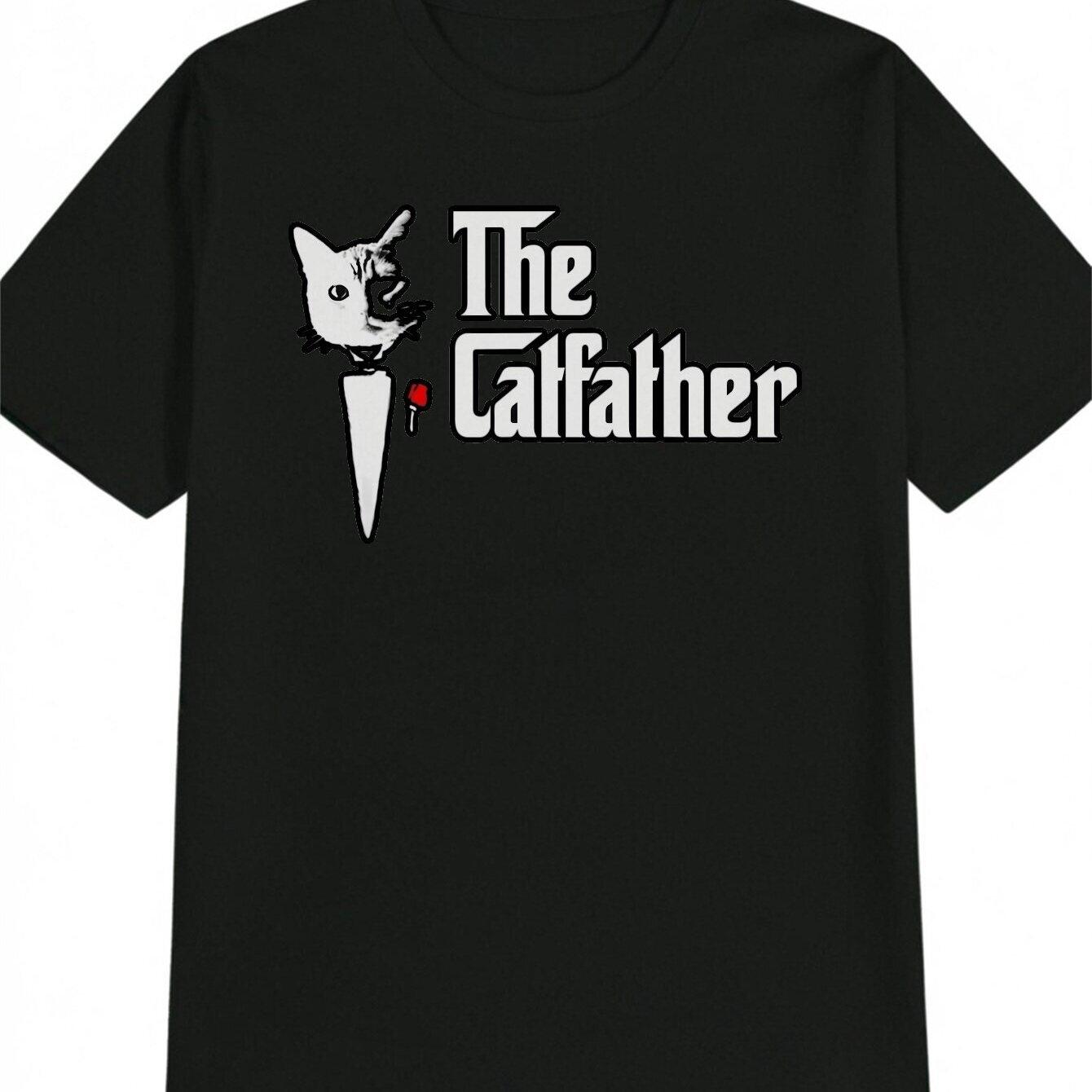 Men s  The Catfather  Parody Cat & Rose Silhouette Casual Tee L чёрный