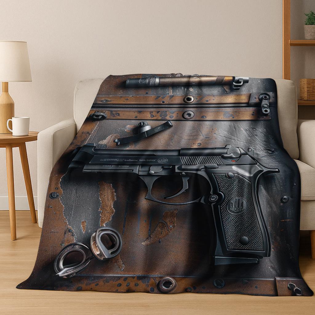 Wood Metal Gun Case Box Military Equipment Flannel Blanket,Cozy Soft Throw Blanket for Home Bedroom Bed Sofa Picnic Cover Gift