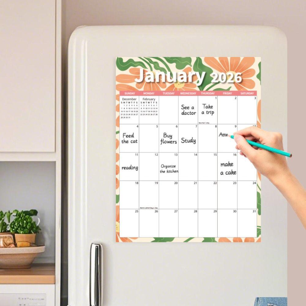 Durable Creative English Magnetic Calendar Notes Colorful 12 Month Calendar Thick Paper INS Monthly Planner Calendar Home Use