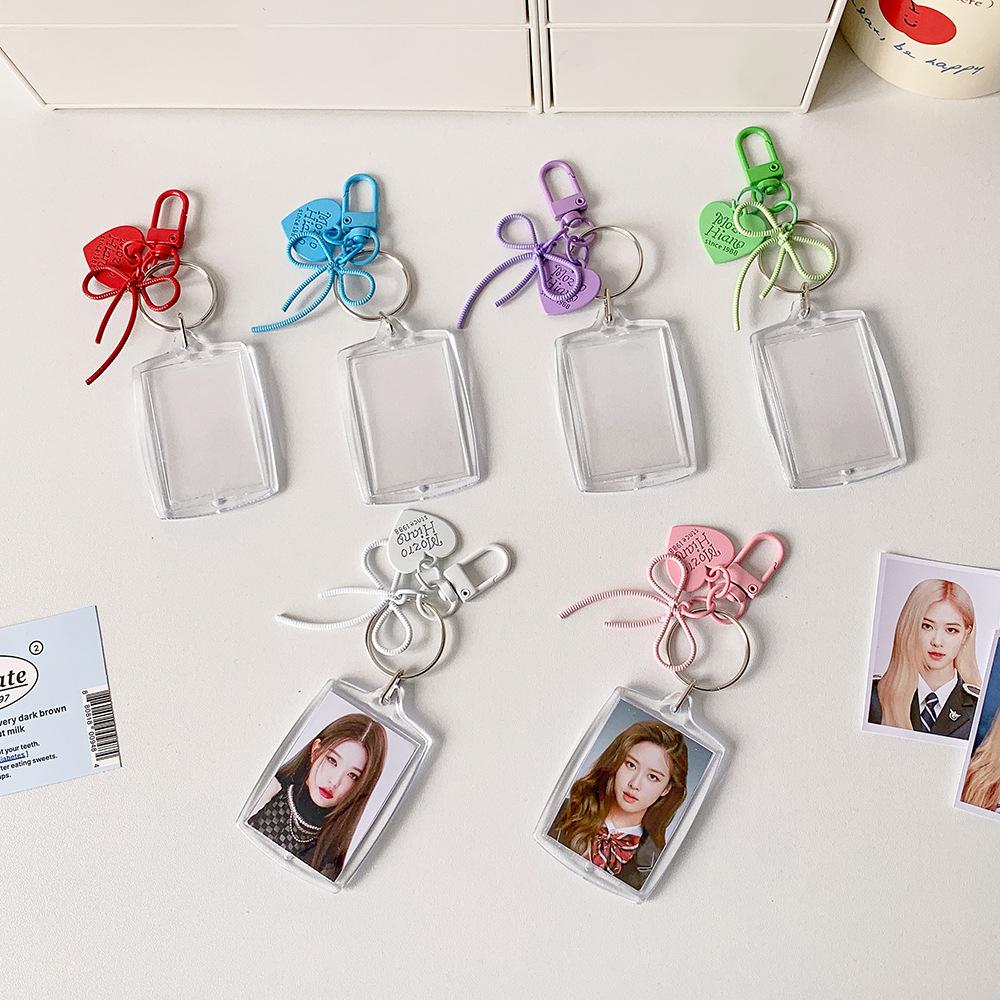 Hanging Decoration ID Photo Photocard Frame Peach Heart Pendant Card Protective Case  Card Decor
