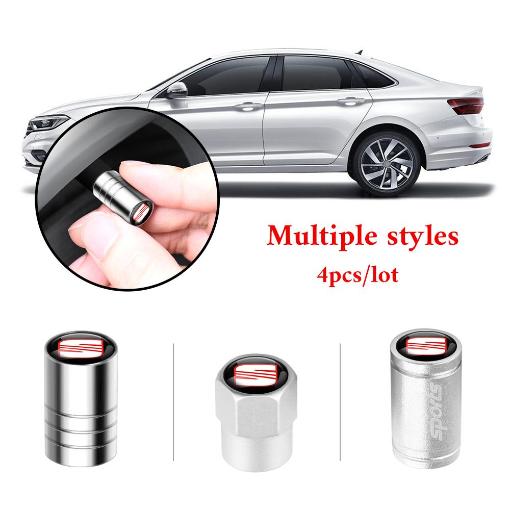 ydsh2 New 4Pcs Car Wheel Tire Valve Caps Air Stem Covers Accessories For Seat Leon FR Cupra Ibiza Altea Exeo Formula Racing Alhambra