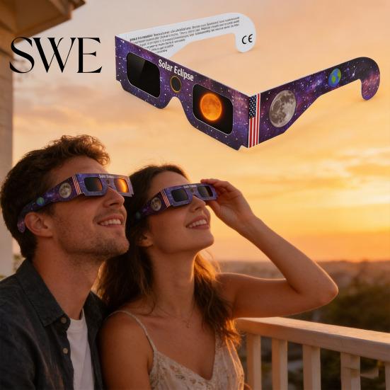Filtre UV Lunettes d'Éclipse Solaire Professionnelles Lunettes Solaires IR Sécurité Adultes pour Observation Directe Protection des Yeux