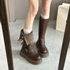 [Fanfna] 2025 Autumn New Retro British Style Thick Heel Thick-soled Boots Women's Tall and Thin Knight Boots