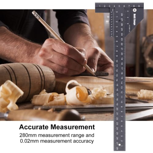 Woodworking Scribing Ruler, T-Shaped Design, Aluminum Alloy Material, T-Shaped Carpenter's Ruler, Carpentry Dash Gauge