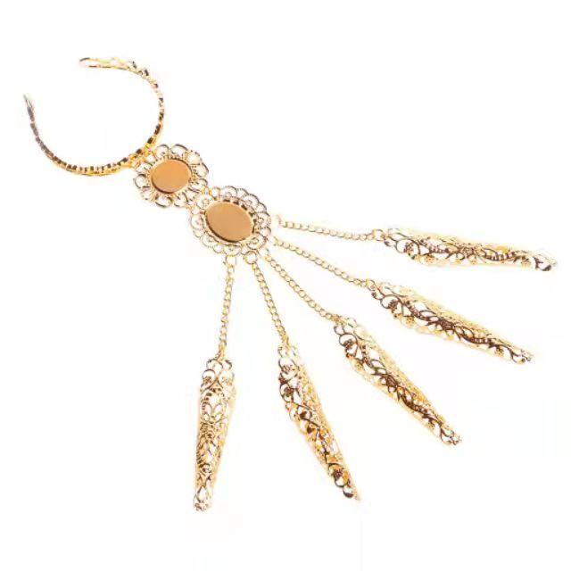 1 Stück Bauchtanz-Finger für Damen und Mädchen, indischer Thai-Finger, goldener Schmuck