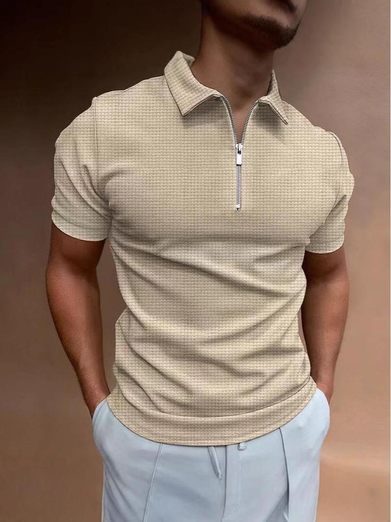 Men's Slim Fit Solid Color Polo Shirt - Short Sleeve, Turn-Down Collar, High-End Summer Tee