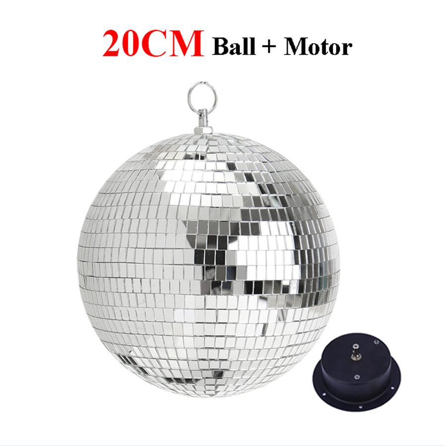 Disco Ball with Motor 8/10/12" Hanging Mirror Ball Rotating Motor with RGB Pinspot Lamps for Club Disco Party Wedding Decor