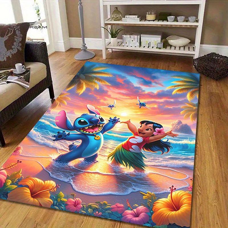 1pc Disney Lilo and Stitch Pattern Carpet Area Rug Non-slip Carpet Hand Washable Floor Mat Suitable For Living Room Bedroom Home Decor