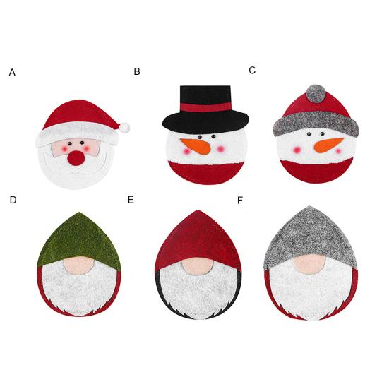 Xmas Tableware Bag Useful Delicate Lightweight Xmas Tableware Bag Cartoon Faceless Doll-Shaped Cutlery Cover Bag Christmas Tableware Holder