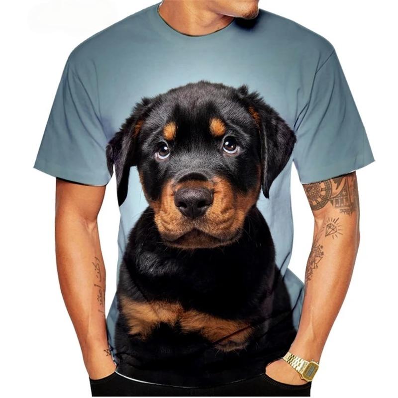 Cute Pet Dog Summer Men's T-Shirt 3D Rottweiler Fashion Print