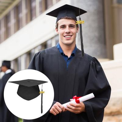 Adult Graduation Cap Bachelor Cap Adjustable Size Elastic Strap Flat Top Elastic Strap Cap with Tassels 2025 Stamp