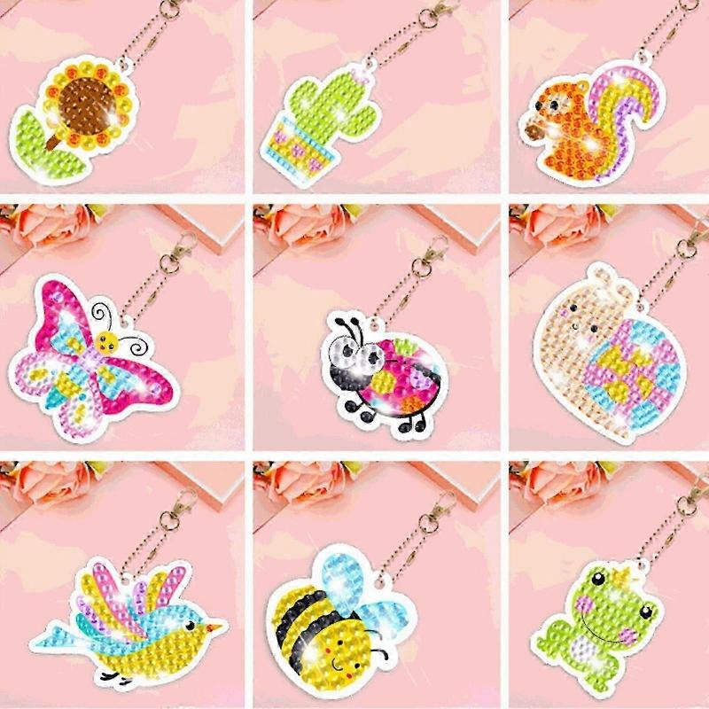 Portachiavi Pittura Diamante 5d Fai da Te Kit Pittura Diamante Artigianato con Diamanti Ornamenti da Appendere per Artigianato per Bambini Decorazioni Familiari