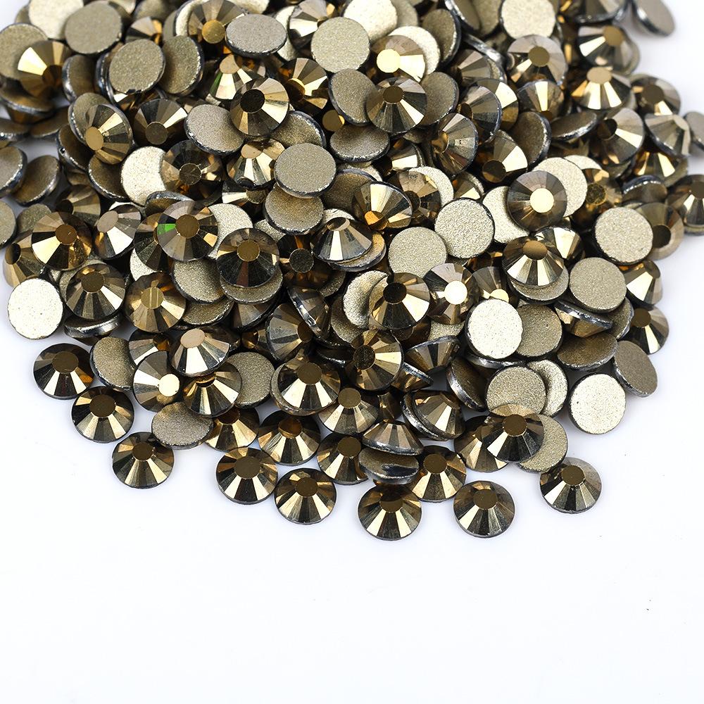 Weichen, Gold Bottom Mixed Glass Flat Bottom Diamond Nail Drill, Decorative Mobile Phone Case Diy Nail Accessories Rhinestone Jewelry