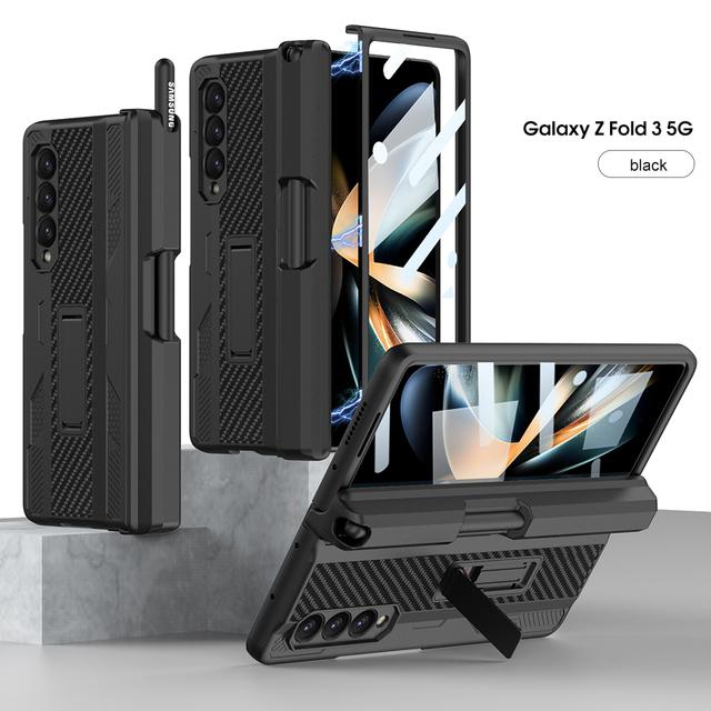 

Магнітний присосок для Samsung Galaxy Fold 3 5g Case Armor Stand Pen Шарнір Захисна кришка Only Case(No Pen) чорний