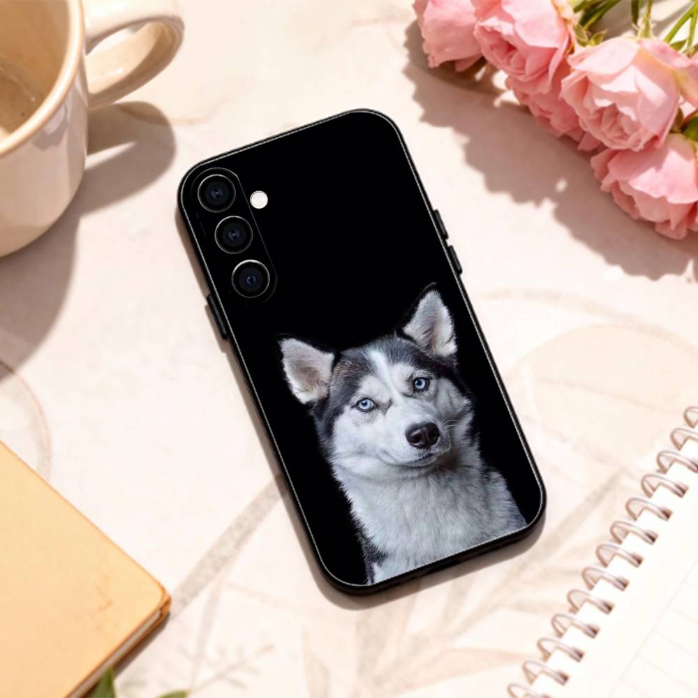 Cute Siberian Husky Dog phone Case For Samsung Galaxy A73,A72,A71,A70,A53,A52,A51,Others Soft Black Shell